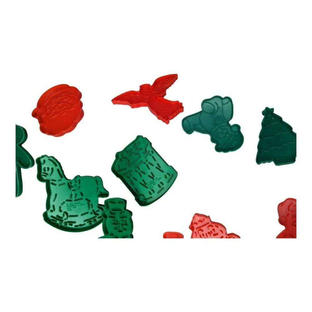 Vintage 1992 Wilton Red & Green Plastic Christmas Cookie Cutters- 20 Pieces